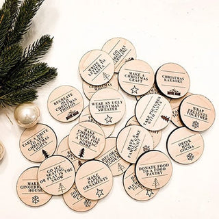 Engraved Wooden Christmas Activity Tokens | Handmade in the USA