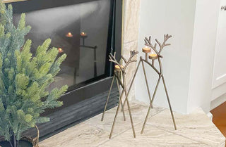 Reindeer Tealight Candle Holders, Set of 2