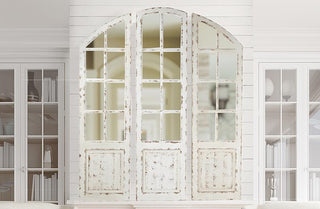 Three Panel Arched Wooden Mirror