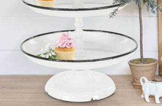 Chippy Distressed White Enamel 3-Tiered Tray