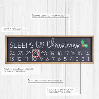 Sleeps 'til Christmas Magnetic Countdown Sign