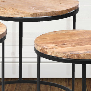 Round Wooden Top Accent Tables, Set of 3