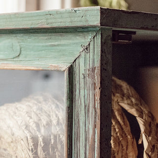 Distressed Turquoise Wood Cabinet