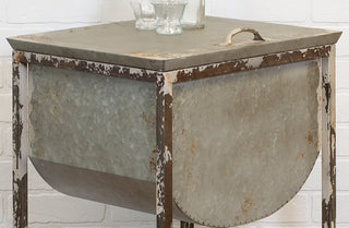 Distressed Wash Tub Storage Side Table