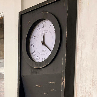 Distressed Wooden Wall Clock Organizer