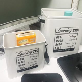 Laundry Detergent Powder Storage Tin Box With Scoop, Set of 2