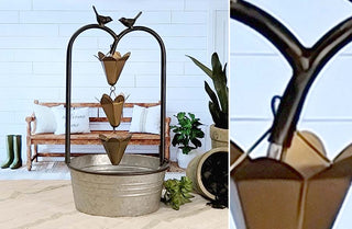 Galvanized Bucket Perched Bird Fountain