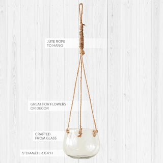 hanging glass planter with rope Glass Hanging Planter with Jute Rope