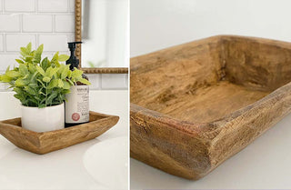 Rectangular Wooden Dough Bowl Tray, Pick Your Color