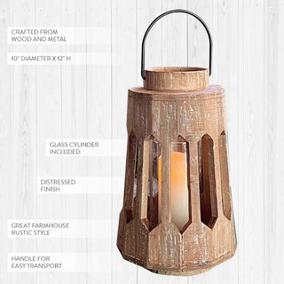 Driftwood Geometric Candle Lantern