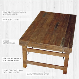  Reclaimed Wood Folding Coffee Table