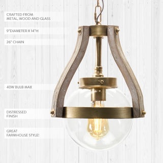 Contrasting Wood and Brushed Metal Pendant Light