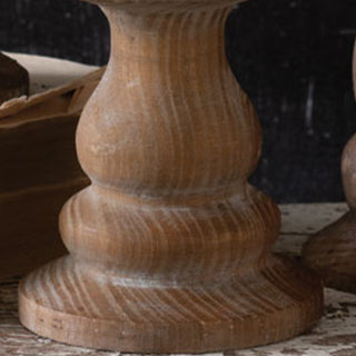 Natural Wooden Pillar Candle Holders, Set of 3