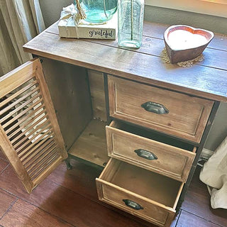 Distressed Storage Cabinet Side Table