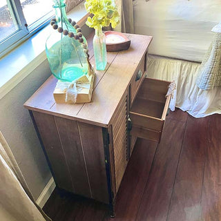 Distressed Storage Cabinet Side Table
