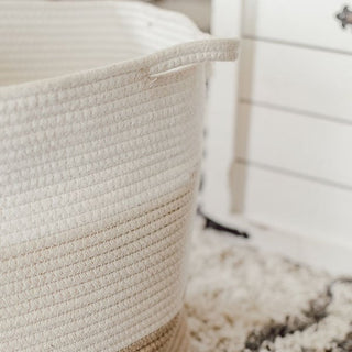 Neutral Striped Cotton Basket