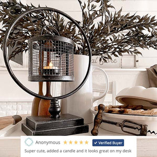 Hanging Metal Cage on Circle Stand Votive Holder