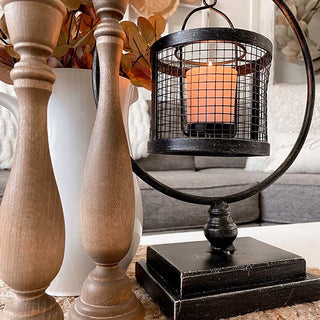 Hanging Metal Cage on Circle Stand Votive Holder