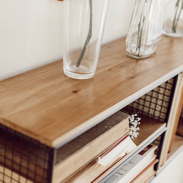 Wire Mesh Cubbies Wood Shelf With Four Wire Mesh Cubbies - Decor Steals