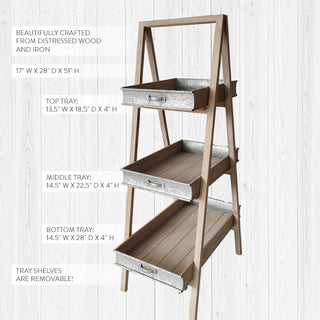 Three Tier Ladder with Removable Tray Shelves
