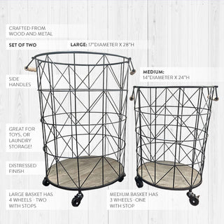 OVERSIZED Geometric Metal Rolling Baskets, Set of 2 | DES Exclusive