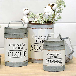 Country Farm Metal Canisters, Set of 3