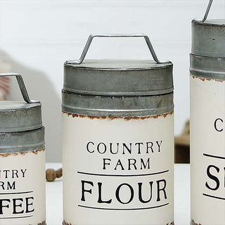Country Farm Metal Canisters, Set of 3