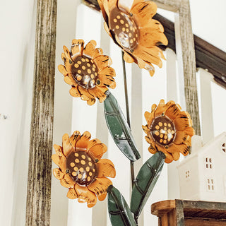 Wooden Framed Metal Sunflower Art