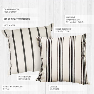 Hand Blocked Mudcloth Striped Pillows, Set of 2