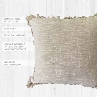 Natural Cotton Pillow with Tassels