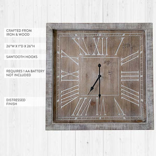 Dark Finish Square Wooden Wall Clock