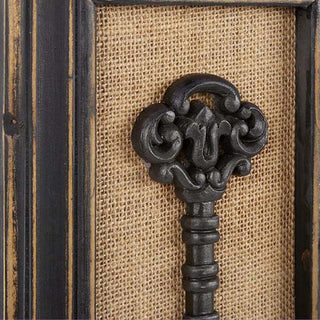 Wooden Framed Antique-Inspired Keys, Set of 2