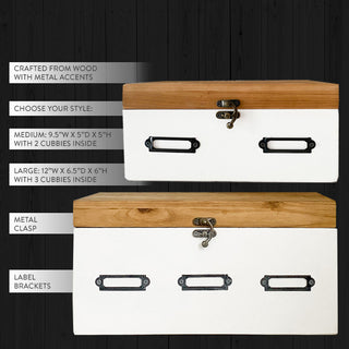 Whitewashed Vintage-Inspired Toolbox with Natural Lid, Pick Your Size