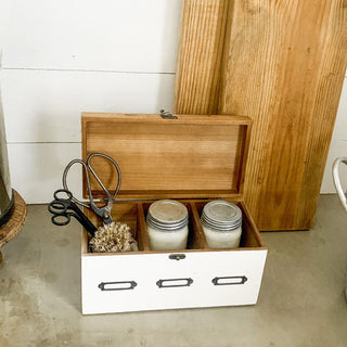 Whitewashed Vintage-Inspired Toolbox with Natural Lid, Pick Your Size