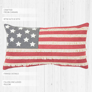 American Flag Fringe Throw Pillow