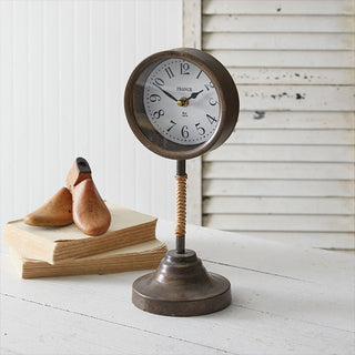 Jute Wrapped Vintage-Inspired Tabletop Clock