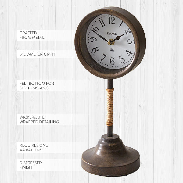 Jute Wrapped Vintage-Inspired Tabletop Clock - Decor Steals