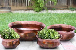 Round Copper Colored Planters, Set of 4