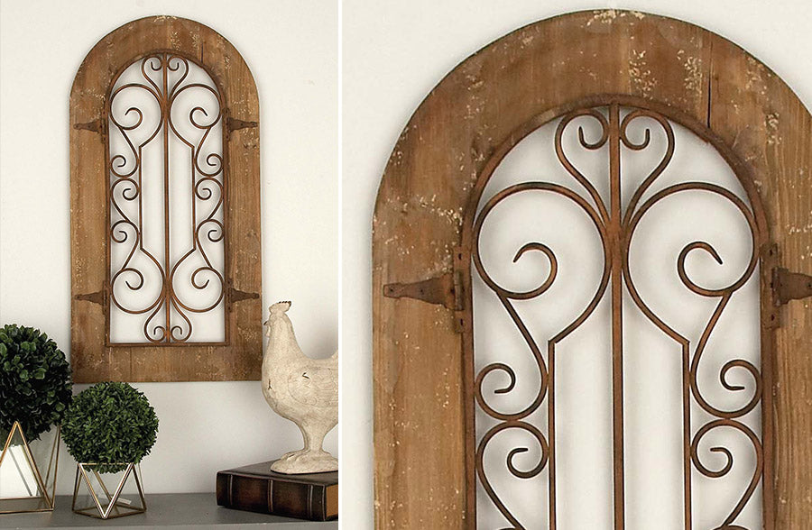 Wooden Arched Wall Panel | Distressed Wooden Arched Panel - Decor Steals