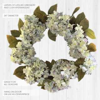 Premium Lush Faux Hydrangea Wreath