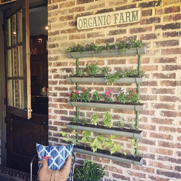 outdoor plant wall rack Five Tier Metal Wall Shelf, Trough Planter