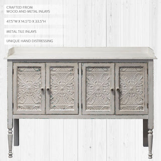 Distressed White Buffet Table
