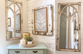 Antique Inspired Wooden Framed Window Mirror