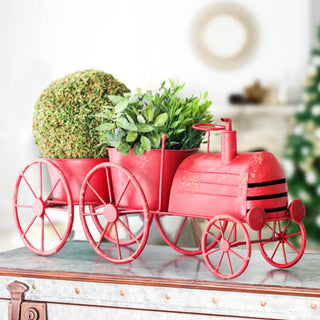 Distressed Red Tractor Planter