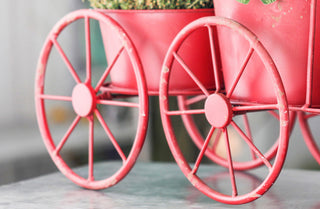 Distressed Red Tractor Planter