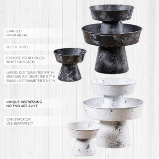 Distressed Stacking Compote Set of 3, Pick Your Color