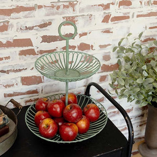 Two-Tier Green Metal Display Tray
