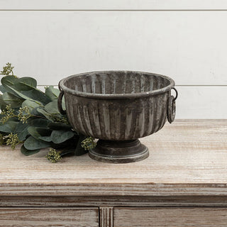 Distressed Silver Metal Compote Bowl