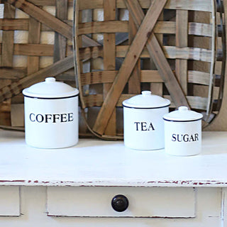 Enamelware Kitchen Canisters, Set of 3