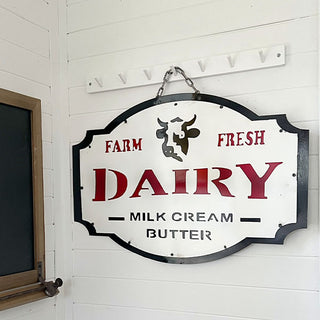 Scalloped Edge Metal Dairy Sign
